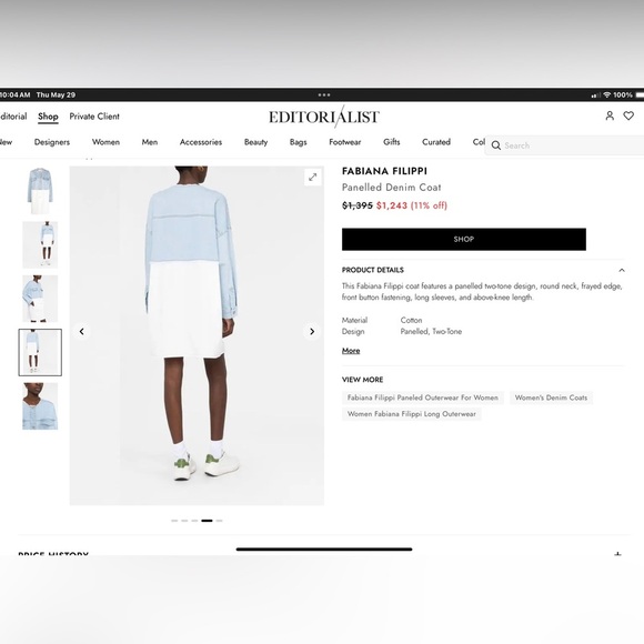 Fabian’s Filippi Light Blue White Denim Jacket ITL Size 40 - Picture 2 of 3